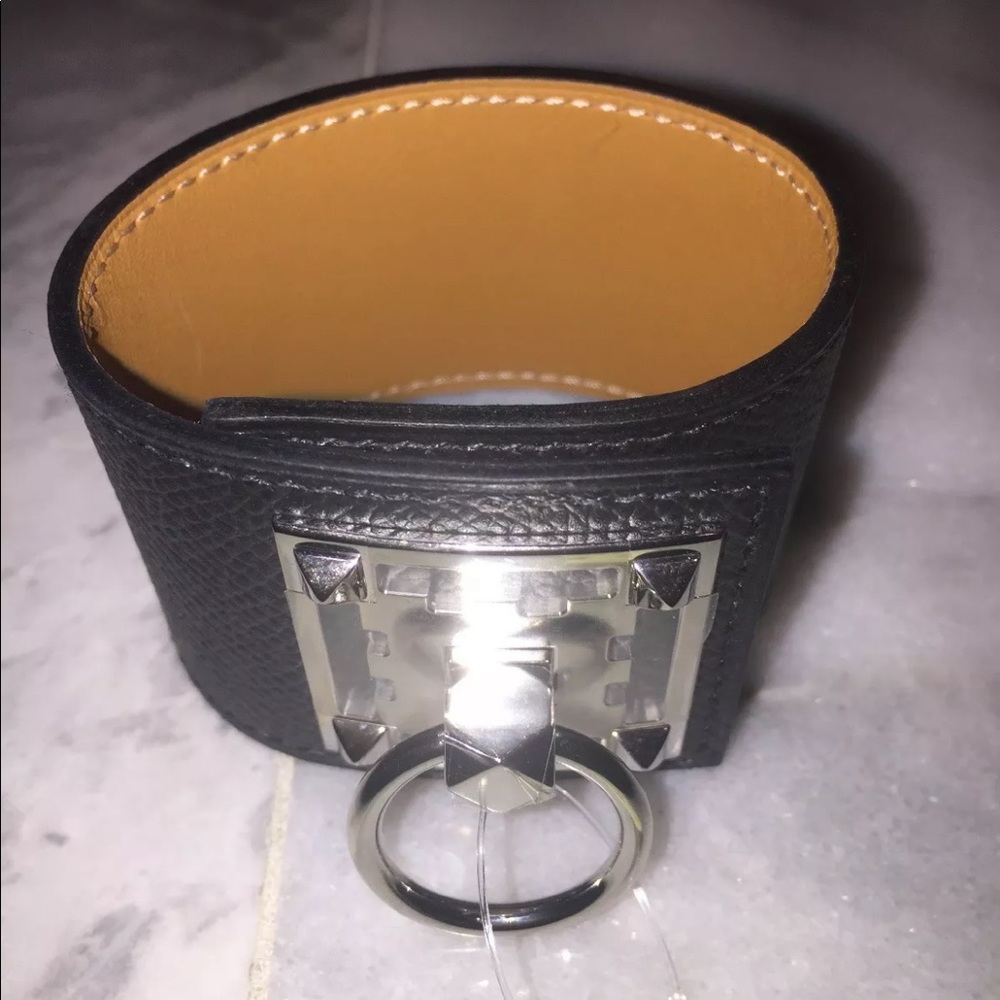 HERMES Creneau Bracelet Leather Epsom calfskin Size S Black New No packaging